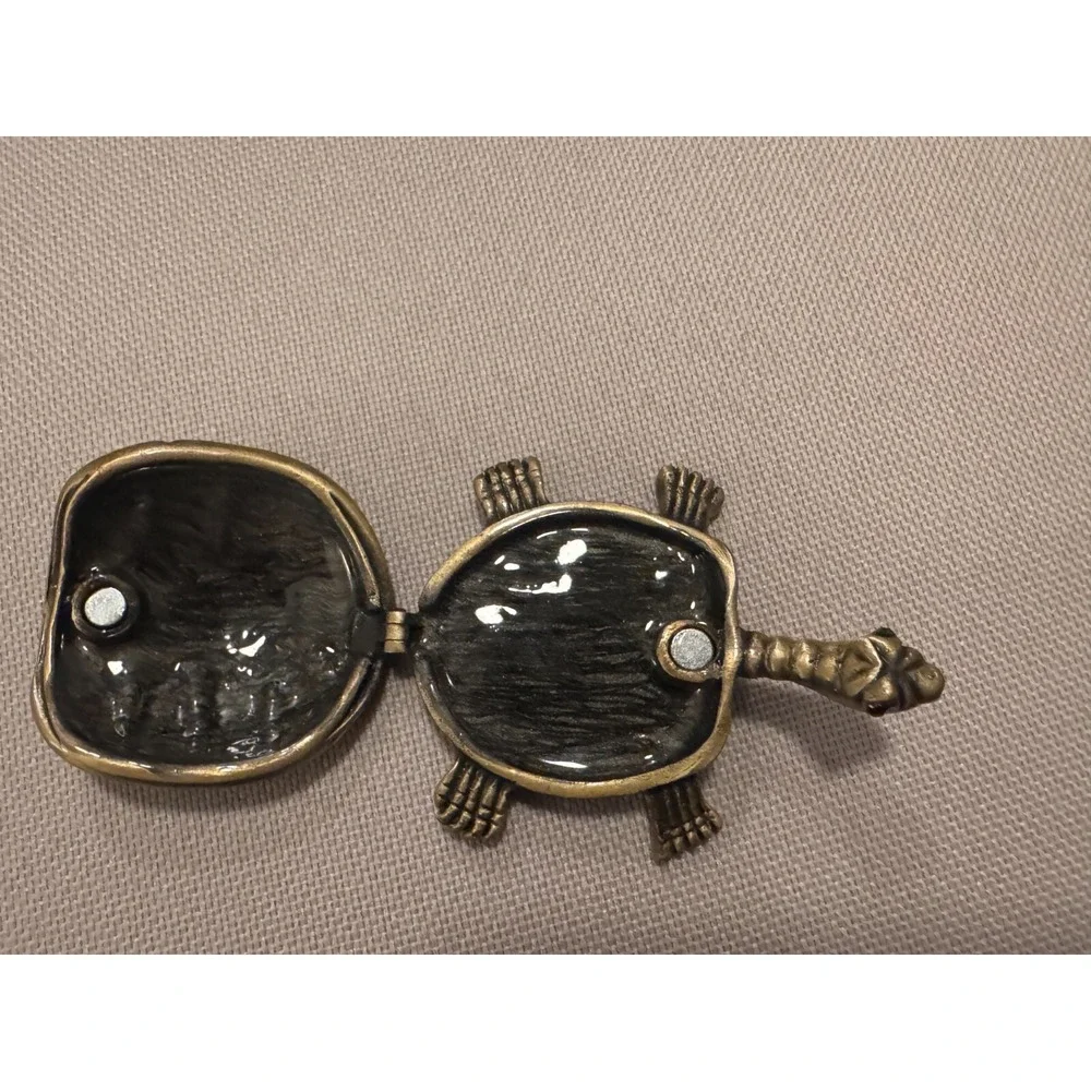 Bejeweled Turtle Trinket Bok Green‎ & Rhinestone 2.5